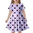 thumbnail image 2 of Girl's Dresses Children's Fashion Polka Dot Print Slim Short Sleeve Kids Outfits, 2 of 4