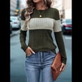 thumbnail image 4 of Suéteres de Punto A Rayas de Larga con Cuello Redondo, Ajustados y A para Mujer. Verde XXL, 4 of 8