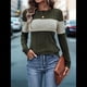 thumbnail image 4 of Suéteres de Punto A Rayas de Larga con Cuello Redondo, Ajustados y A para Mujer. Verde XL, 4 of 8
