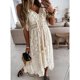 thumbnail image 2 of Vestido largo de playa con cuello en V floral de encaje bohemio informal para mujer, vestido de novia maxi para fiesta de cóctel, 2 of 4