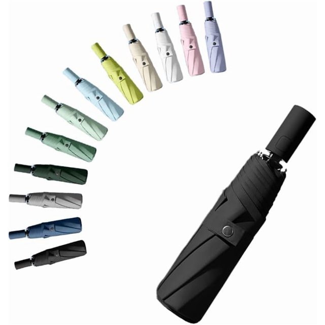 WWS-Travel Folding Umbrella Automatic Open/Close Handle Coating Layer Fabric Blocking/Portable Golf/Car Compact Umbrella/Lightweight Small Backpack/Rain Sun Anti UPF 50 UV Protection 99.9% /Men Women