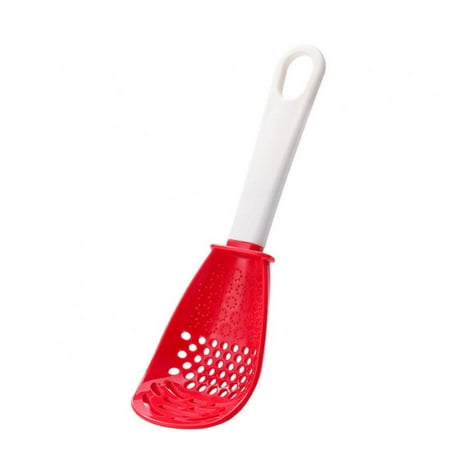 

Multifunctional Cooking Spoon Kitchen Gadgets Tools Skimmer Scoop Colander Strainer Grater Masher Spoon for Cooking Draining Egg Separator Mashed Grating Ginger Garlic red