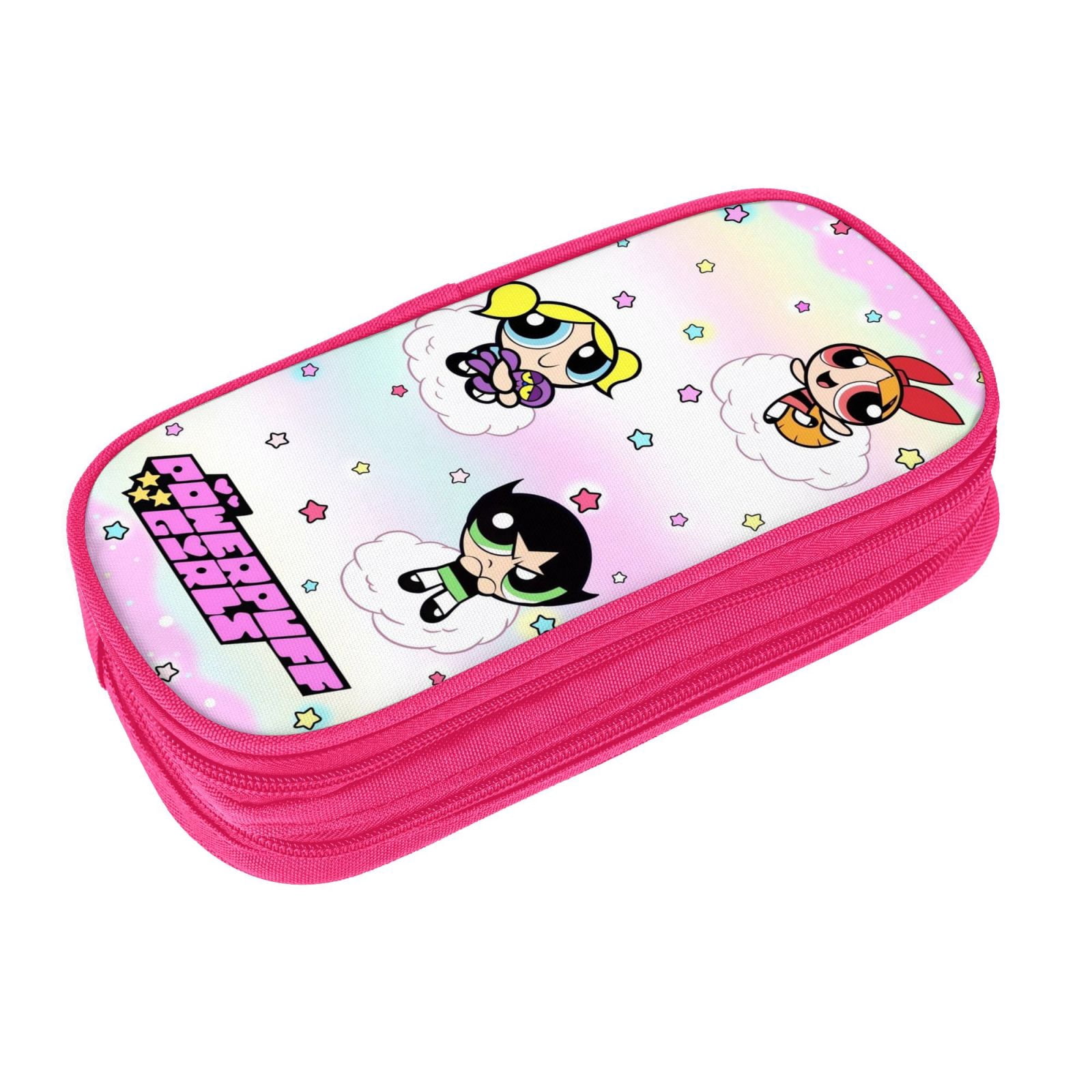 The Powerpuff Gi-rls Pencil Case Large Capacity Pencil Pouch Penbag Office Stationery Organizer Travel Makeup Bag Pink