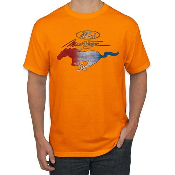 Wild Bobby, Classic Ford Mustang Car Logo, Cars and Trucks, Men's Graphic T-Shirt, Orange, 4X-Large