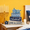 thumbnail image 6 of 4 Pcs Hanukkah Table Decorations Chanukah Tiered Tray Decor Dreidel Star of David Wooden Block Signs Blue and White Jewish New Year Judaism Hanukkah Decor for Home Kitchen Mantel Party, 6 of 16