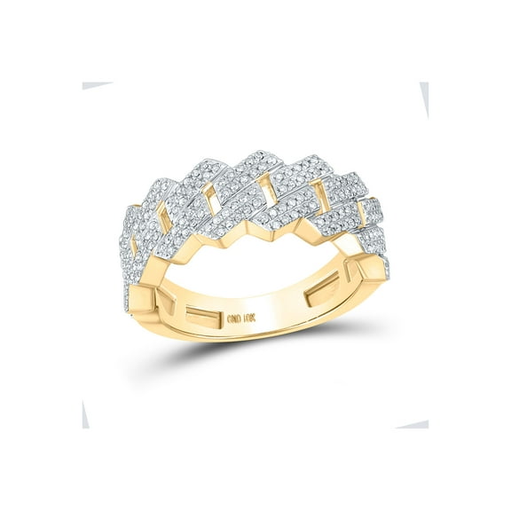 10kt Yellow Gold Mens Round Diamond Cuban Link Band Ring 3/4 Cttw