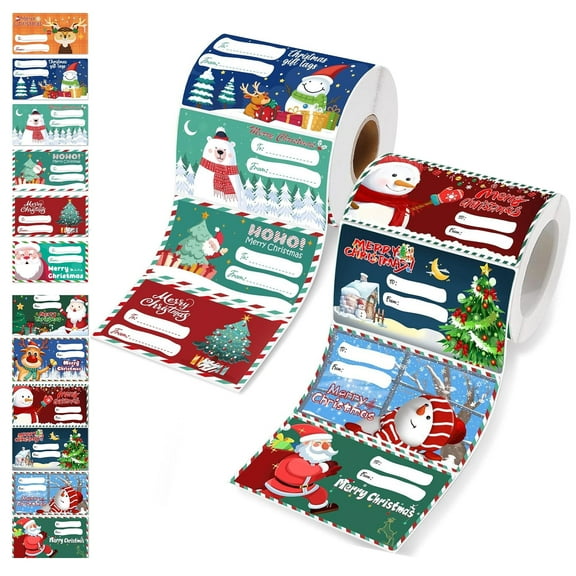 Amaopus 800 PCS Christmas Gift Tags - Self Adhesive Gift Tags for Xmas Presents - Christmas Name Labels Stickers for Wrapping Paper Festival Birthday Holiday Decor (Classic Style, 2.95 x 1.6 Inch)