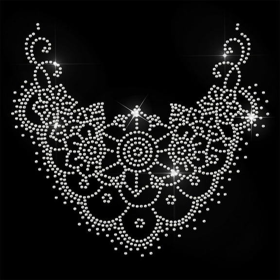 1 Pc Necklace Pattern Rhinestone Iron on Hotfix Bling Crystal Clothing Repair Applique Heat Transfer Decal Heat Transfer Patch for T-Shirt Clothing Pants Bags
