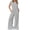 White, variant on Women's Short Sleeve Wide Leg Striped Bodysuit Casual Round Neck Bodysuit Button Summer Suit