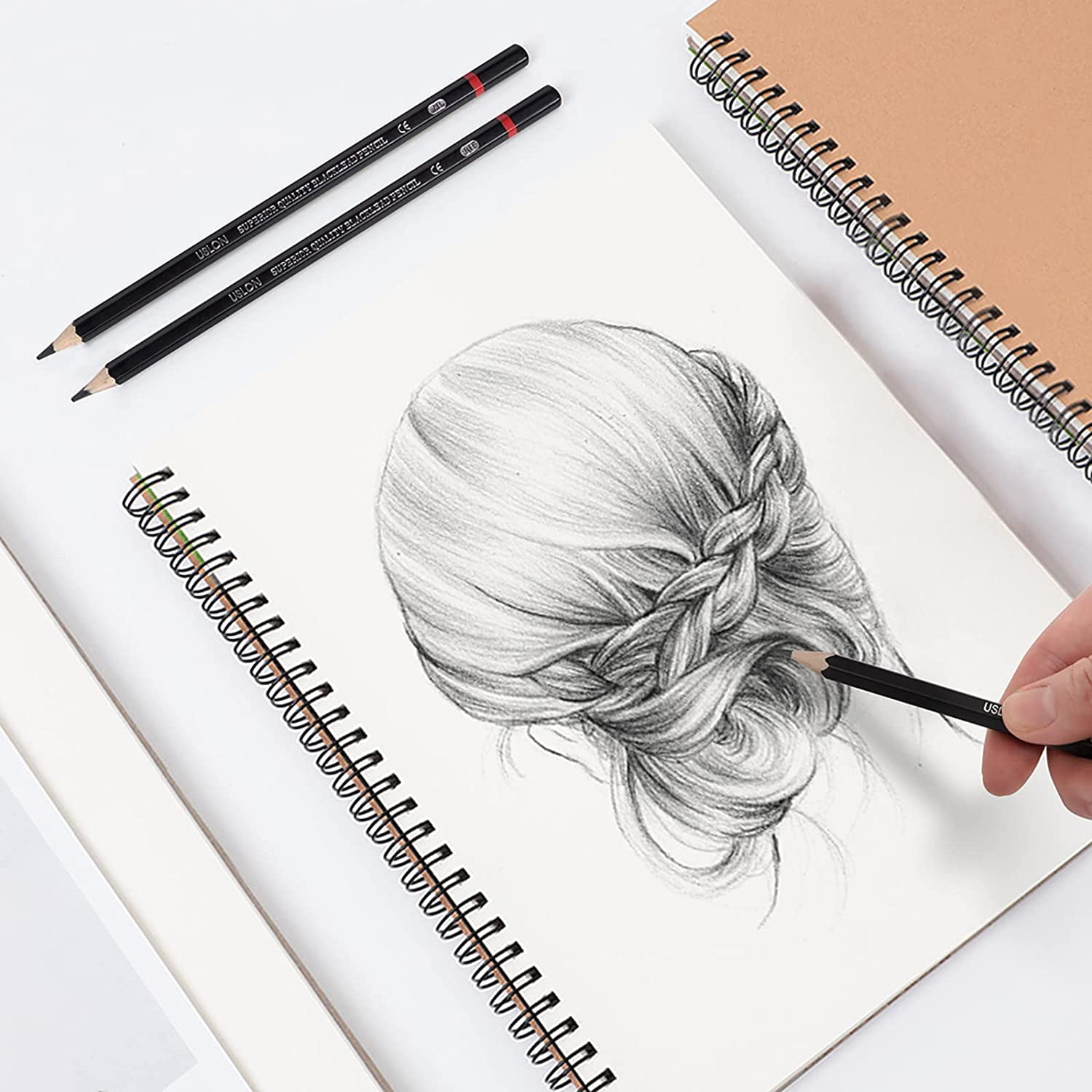 Duslogis Professional Drawing Sketch Pencils Set of 12, Medium (8B