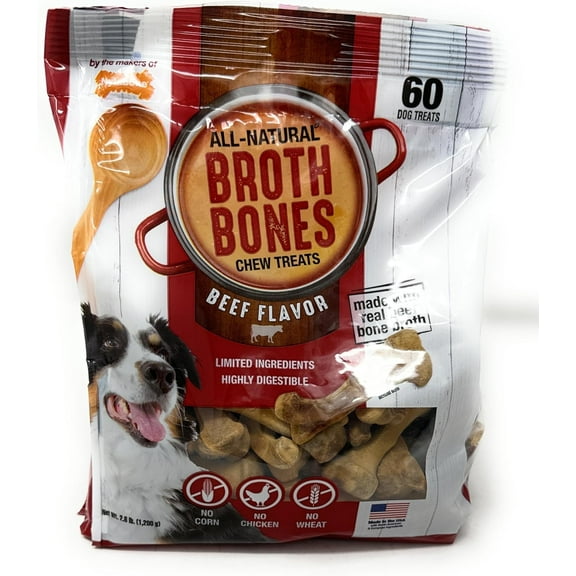 Nylabone Beef Broth Bones for Dogs, 60 Count, 2.6 Lbs