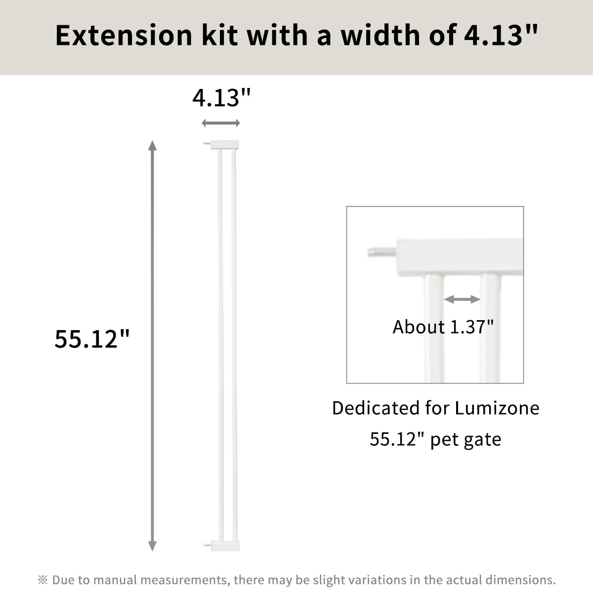 Lumizone Extra Tall Cat Gate Extension Kit 55.12" High Pressure Mounted White 4.13" 2025 New Extra Wide 1.37" Gap No Drilling Tall Pet Gate for Dogs