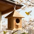 thumbnail image 5 of Dtchengua Solid Wood Birdhouse - Rustic Outdoor Hanging Bird House , Unique Charred Finish Garden Decor for Patio, Yard, Natural Wood Grain, 5 of 6