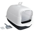 thumbnail image 3 of Caja de arena para gatos con tapa Caja de arena para mascotas Inodoro para gatos completamente cerrado Fácil de limpiar Borde alto Portátil con puerta Negro Fernando Bandeja de arena para gatos, 3 of 8