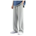 thumbnail image 4 of TOWED22 Men's Cotton Loose Fit Sweatpants Baggy Yoga Gym Workout Pants with Pockets Open Bottom Sweatpants Straight Wide Leg(Light Gray,M), 4 of 4