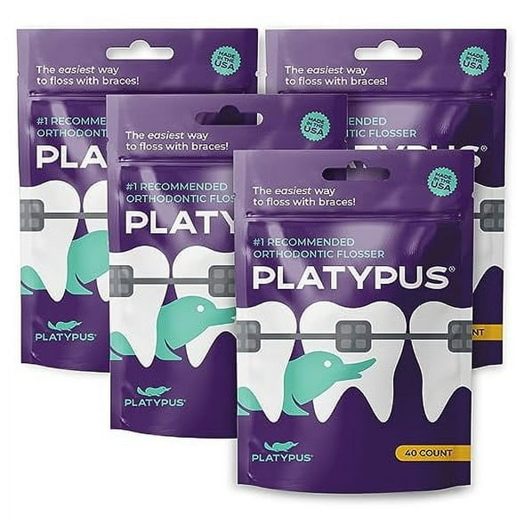 Platypus Orthodontic Flossers for Braces | Ortho Picks for Adults &amp; Kids | Fits Under Arch Wire | Non-Damaging | Encourage Flossing Habits | Floss Te