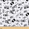 Manfei Music Instrument 100% Cotton Fabric 5 Yards, Vinyl Record Fabric ...