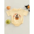 thumbnail image 2 of SUNSIOM Nouveau-Né Fille Halloween Romper, Manches Courtes Citrouille Lettre Imprimé Body, Casual Style Simple Short Combinaison, 2 of 8
