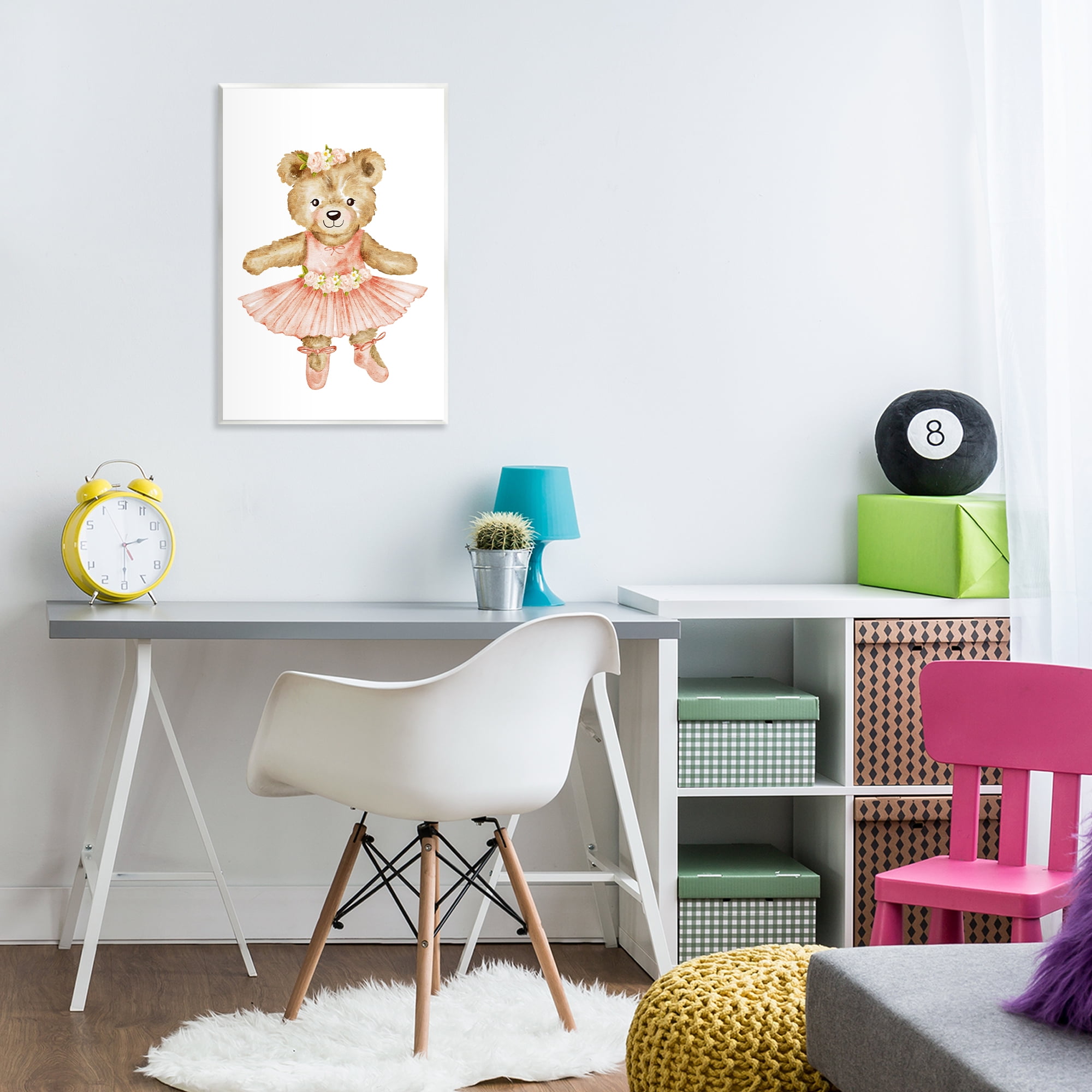 Floral Ballerina Teddy Bear Wall Plaque Art, design by Amy Hall