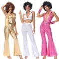 thumbnail image 2 of Disfraz de hippie rockero sexy para mujer, disfraz de hippie de discoteca, para Halloween, para adultos, para bailar, para fiesta, de los años 70 y 80, 2 of 5