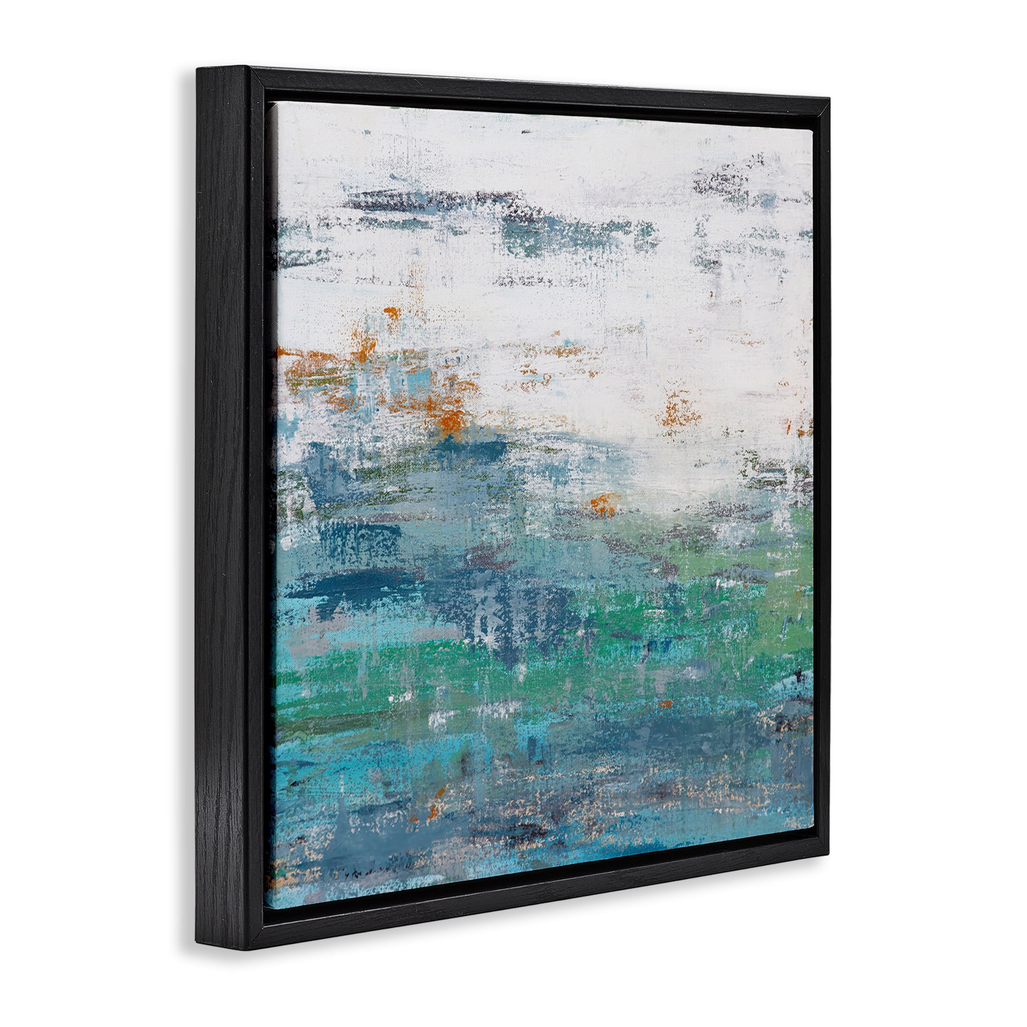 Stupell Industries Distressed Paint Gradient Abstract Painting Black Floater Framed Canvas Art Print Wall Art, 18 x 18