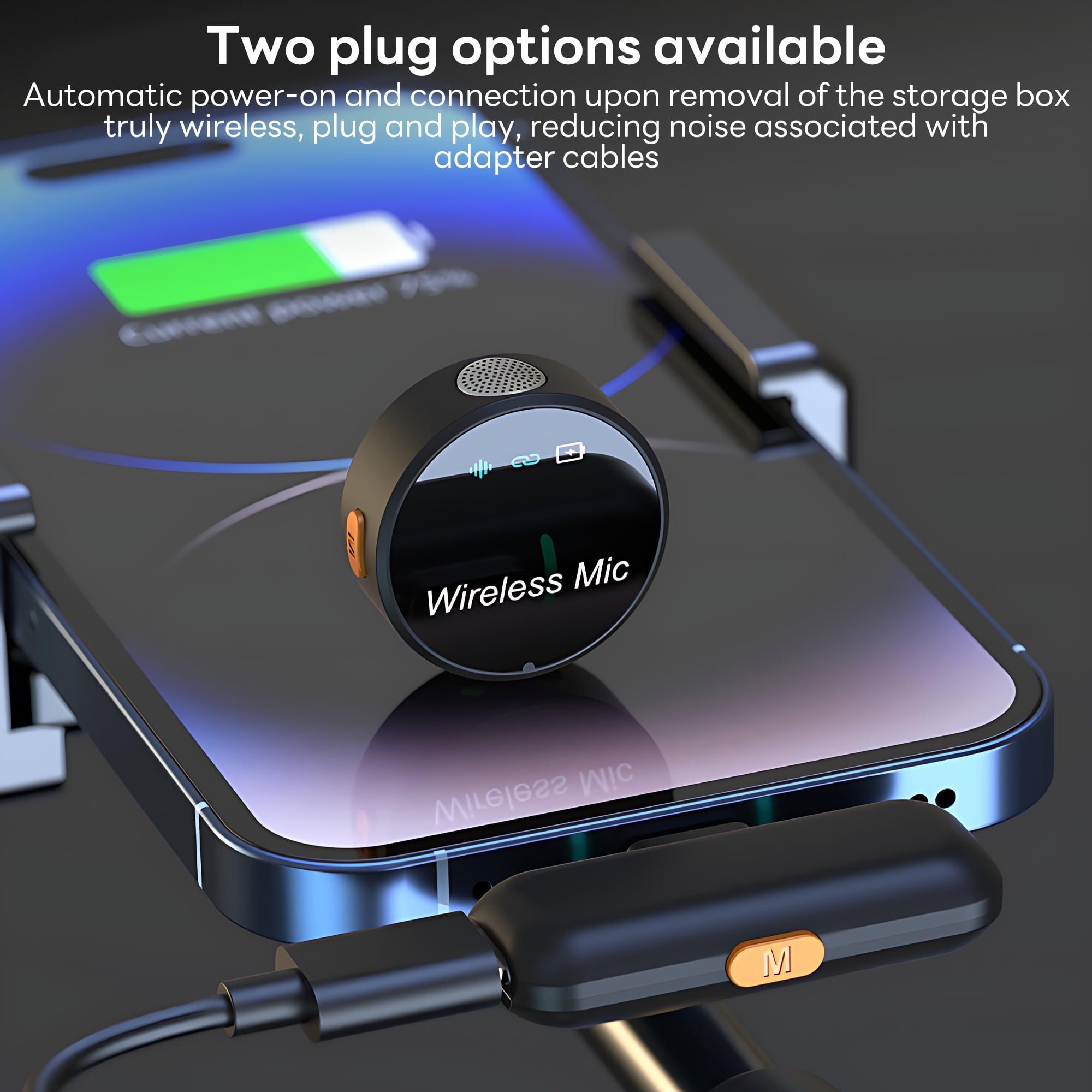 Pecham 2PCS Wireless Lavalier Microphone for iPhone iPad Android, Mini Microphone with Charging Case, Noise Cancelling Lapel Mic for Video Recording, Podcast