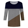 thumbnail image 5 of ATOYSOY Women's Color Block Pullover Workout Casual Shirts Loose Tops Fashion Retro Crew Neck Sweatshirts Outwear 3/4 Sleeve Tees Fall Winter Brown L, 5 of 5
