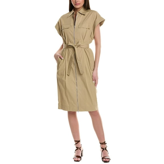 A.L.C. womens  Thea Zip Front Shirtdress, 12, Beige