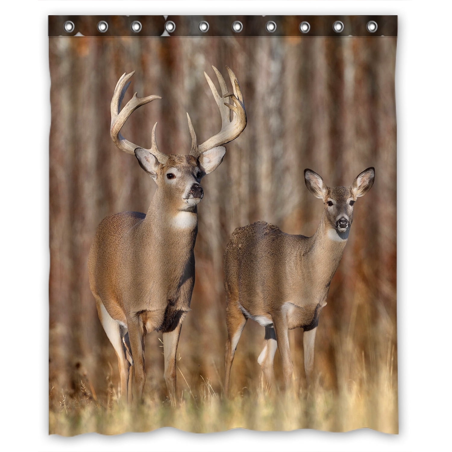 ZKGK Deer Waterproof Shower Curtain Bathroom Decor Sets with Hooks