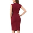 thumbnail image 3 of INSPIRE CHIC Women's Sheath Dress Pencil Work Sleeveless Professional Office Dresses S Burgundy, 3 of 7