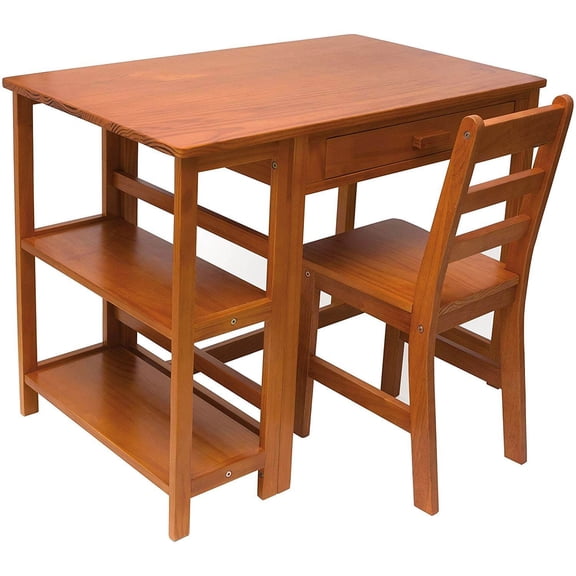 Lipper Writing Workstation Desk & Chair - Pecan