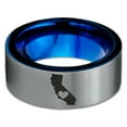 thumbnail image 2 of Tungsten California The Golden State Heart Band Ring 8mm Men Women Comfort Fit Blue Flat Cut Brushed Gray Polished, 2 of 4