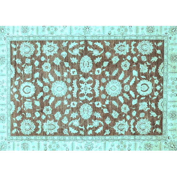 Ahgly Company Indoor Rectangle Oriental Light Blue Traditional Area Rugs, 5' x 8'
