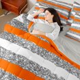 thumbnail image 5 of Homewish Geometric Stripes Full Size Bedding Sets for Girls, Orange White Gray Full Size Bed in a Bag, Gray Reversible, 7-Piece, 5 of 7