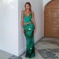 thumbnail image 5 of Maxi Skirt Set Floral Print Halter Top Maxi Skirt Going Out Outfits for Women Green S, 5 of 7