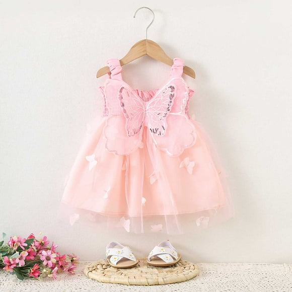Toddler Girl Dresses Ruffle Sleeveless Tulle Baby Dress Girls Summer Dress First Birthday Outfit Girl Girls Dresses Size 2-3 Years Summer Clothes