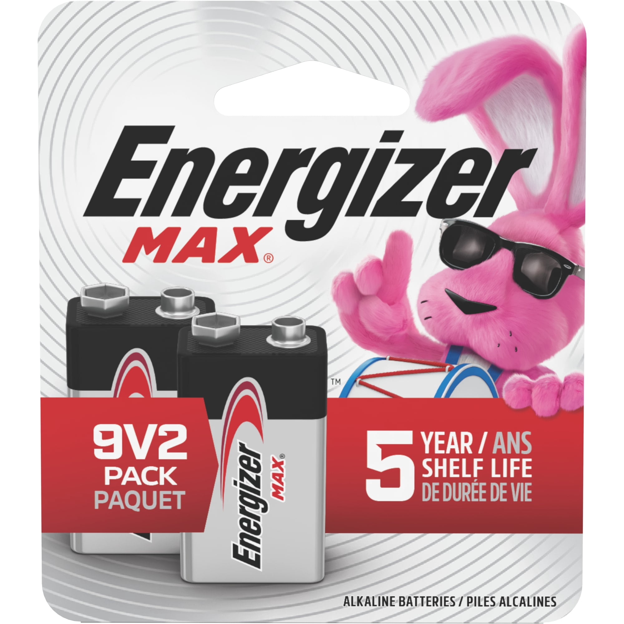 Energizer MAX 9V Batteries (2 Pack), 9 Volt Alkaline Batteries