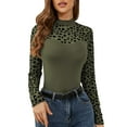 thumbnail image 2 of Bovemsi Women's Spring Sexy Love Weaving Flower Mesh Splicing Long Sleeve Slimming Bottom T Shirt, Green Summer Women's Long Sleeve T-Shirts, XXL, 2 of 9