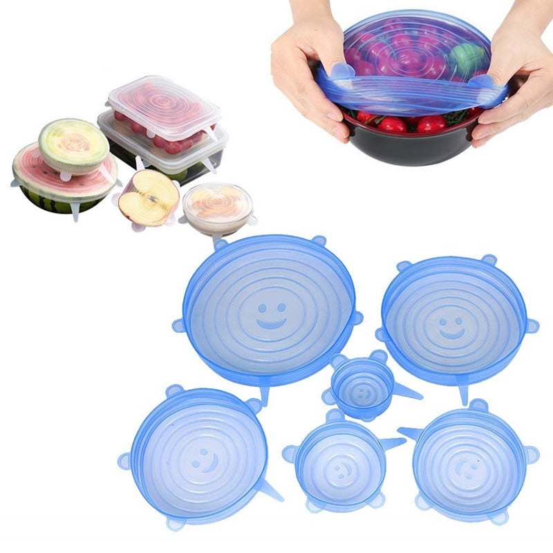 Silicone Food Cover Cap 6 Different Sizes Reusable Lids for Kitchen Bowl Cook 
