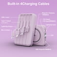 thumbnail image 5 of Magnetic Power Bank, 10000mAh Wireless Portable Charger with LED Display, Built-in Cables, Magsafe Charger with Foldable Stand, 22.5W PD Fast Charging for iPhone/Android, Purple, 5 of 6