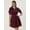 Burgundy, variant on DressBerry Women’s Solid Georgette Round Neck Puffed Elbow Sleeves Knee Length Flared Hem Smocked Waist Light Weighted Casual&nbsp;Summerwear Beachwear Partywear All Purpose One Piece Dress