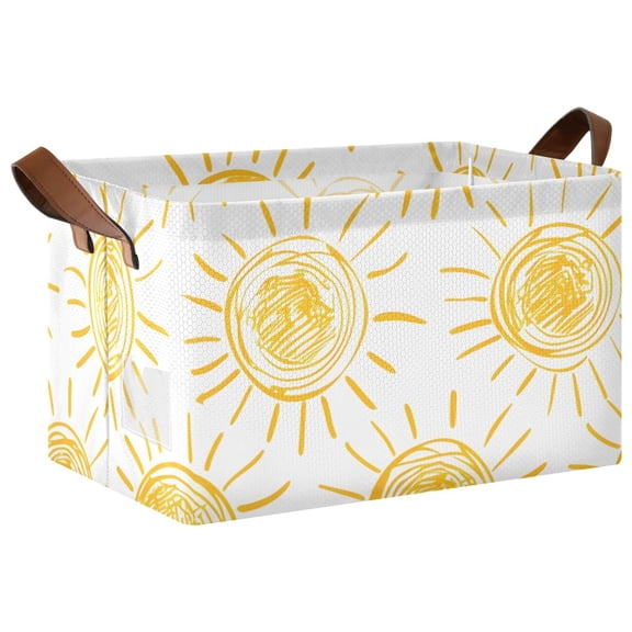 Ryvnso Sun Drawings on White Storage Bins Large Basket Foldable Cube Toys Organizer with Handles 1 PC