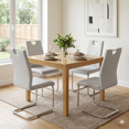 thumbnail image 6 of Ciphrias Dining Room Chairs Set of 4 Grey PU High Back Silver Metal Legs 37.4 Inch, 6 of 6