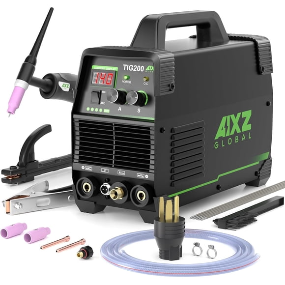 AIXZGLOBAL 200A TIG Welder, 2 in 1 High Frequency TIG/Stick/Arc Welding Machine, 110V/220V Dual Voltage IGBT Portable Welder with Post Gas Function