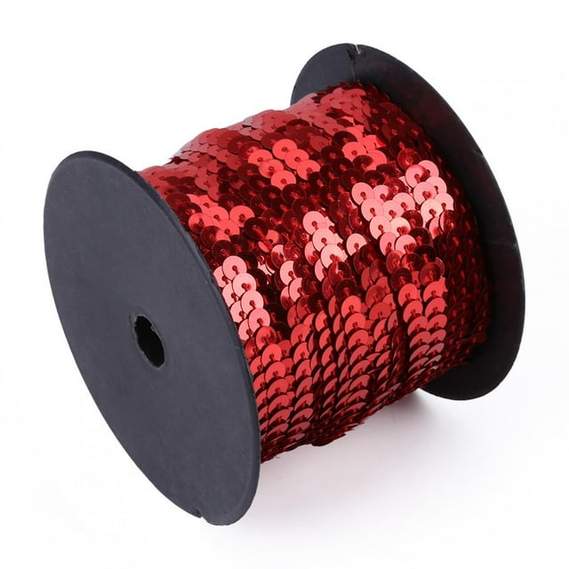 100 Yards 6mm Shiny Trim Sewing Strings with Flat Round Sequins Line for DIY Crafts, Multiple Color Options