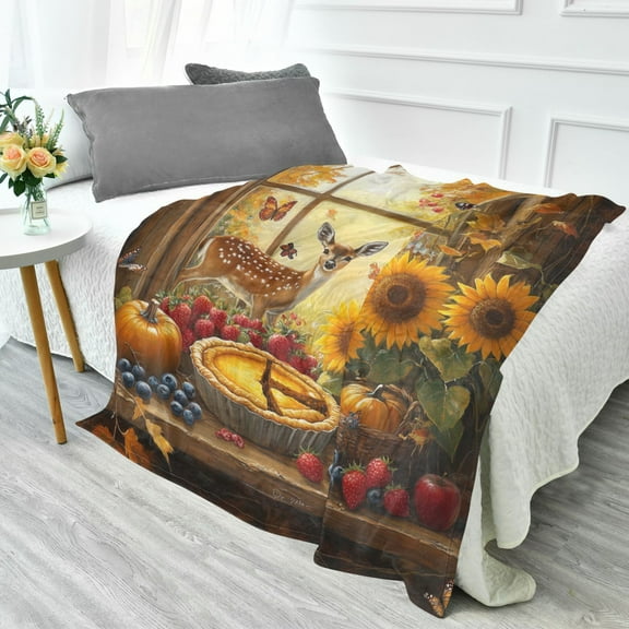YAZAOO Travel Blanket Camping Blankets Fashion Autumn's Bounty Patten
