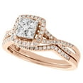thumbnail image 3 of 10K Rose Gold Diamond Bridal Set Cluster Engagement Ring + Wedding Band 0.50 CT., 3 of 5