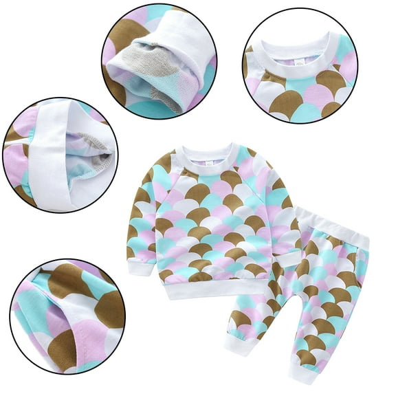 YTDSCS Kids Baby Spring Fall Sweatshirt Sweatpants Set for Girls,Baby Girls Long Sleeve Rainbow Printing Soft Breathable Newborn Sweatsuit Jogger Pants Outfits,Sizes 12M-5T