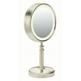 thumbnail image 2 of Conair Reflections Double-Sided LED Lighted Vanity Makeup Mirror, Satin Nickel BE116LED, 1x/10x magnification, 2 of 5