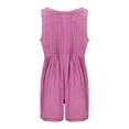 thumbnail image 4 of Mqqzkk Denim Romper For Women 2025 Summer Casual V Neck Tie Front Sleeveless Jean Jumpsuits Short Overalls with Pockets Hot Pink M, 4 of 6